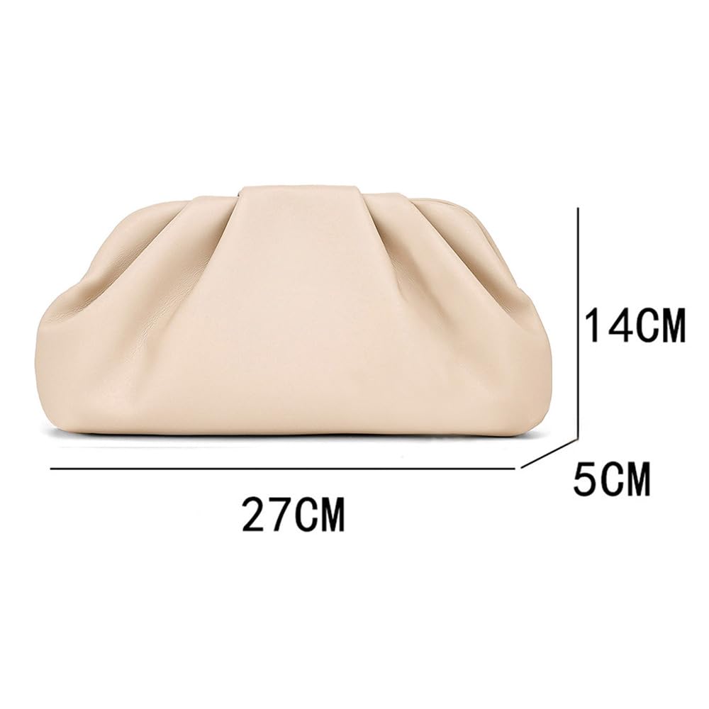 PAIRBIRDS Clutch Purses for Women Evening Bag Small Crossbody Bag With Removable Metal Chain (Apricot)