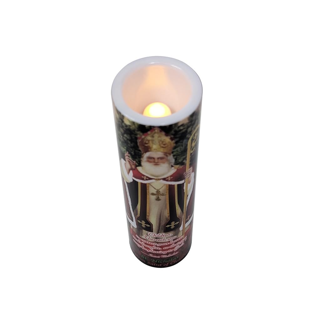 St Nicholas, LED Flameless Devotional Prayer Candle, THE SAINTS COLLECTION