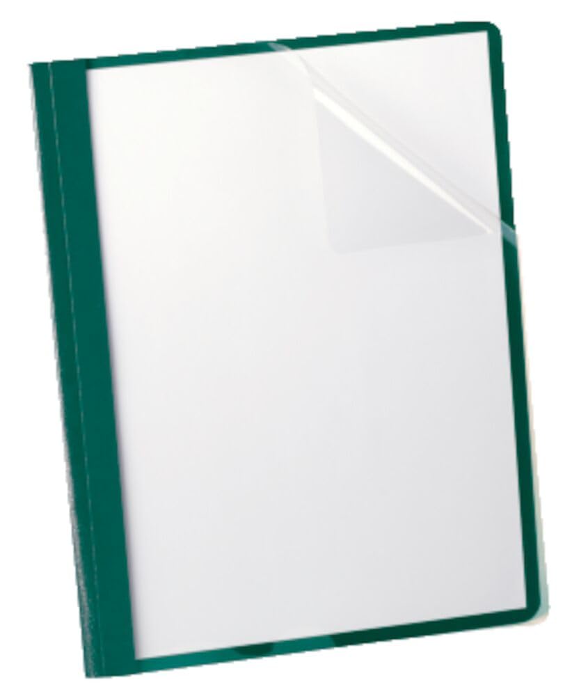 Oxford Report Covers, Clear Front, Letter Size Folder with Prongs, for Presentation at School or Office, Hunter Green, 25 per Box (55856EE)