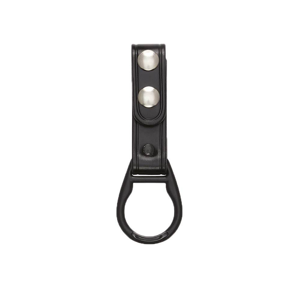 Aker Leather 551M Side Handle Baton Ring Strap, Black Leather Duty Belt with Chrome Snaps & Baton Ring, Fits Side Handle Batons, Snap onto Belts up to 2.25 Inches, Secure Law Enforcement, Made in USA