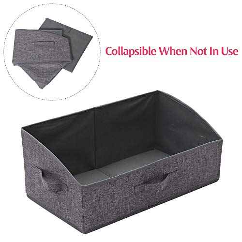5 Pack Trapezoid Large Foldable Closet Storage Bins with Handle, Fabric Storage Organizer Cube Cloth Containers Linen Box Shelf Baskets for Clothes Clothing Shelves Wardrobe