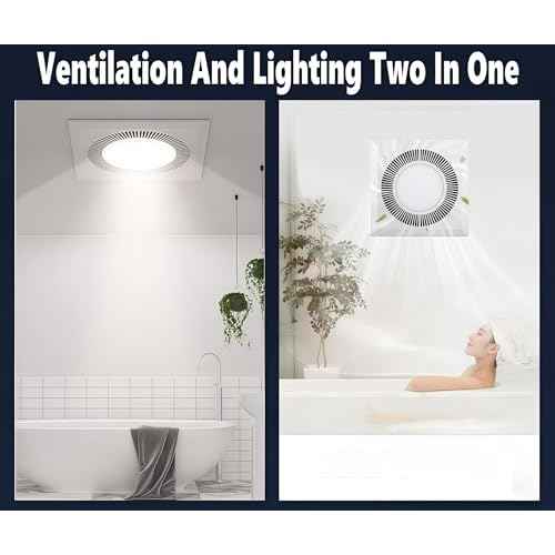Bathroom Exhaust Fan With Light,DC Energy-Saving Bathroom Ventilation Fan, Ceiling Mount Ventilation Fan & Light 6500K Combo,Newly upgraded silent exhaust fan for the bathroom
