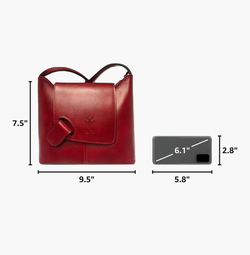 LaGaksta Isabella Crossbody Bag Purse Italian Leather, Black
