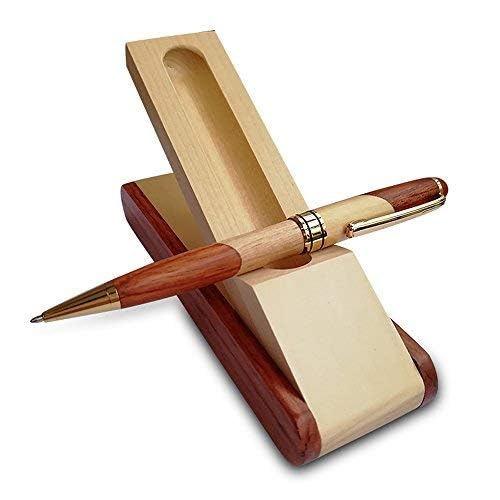 Renawe Luxury Wooden Ballpoint Pen Gift Set with Business Pen Case Display, Nice Writing Pen with Box and Gel Ink Refills Fancy Business Wood Pens Stand for Men Women Designer Cool Executive Pen