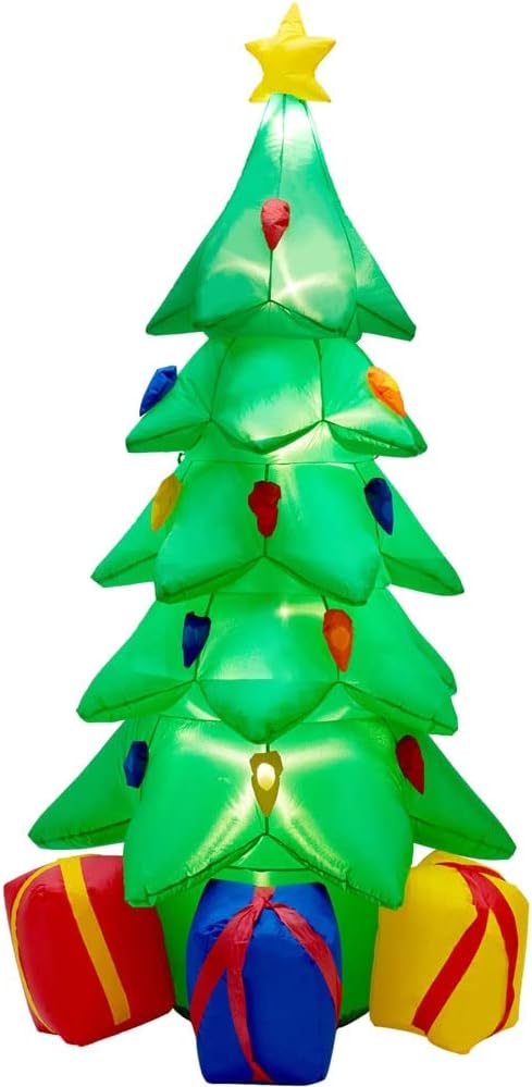 7 FT Inflatable Christmas Tree, Christmas Tree with 3 Gift Wrapped Boxes, Christmas Decoration for Indoor Outdoor Yard Garden