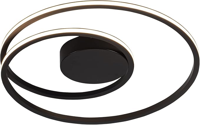 MADEM LED Flush Mount Ceiling Light, Modern Ceiling Light for Bedroom Dimmable Close to Ceiling Light for Bedroom Living Room Dining Room Kitchen, Black 47W 3760lm