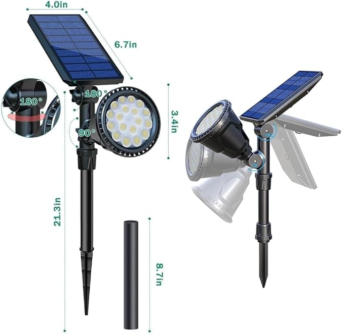 Solar Spot Lights Outdoor, Halloween Bright Solar Landscape Spotlights Waterproof 18LED 2-in-1 Solar Powered Flag Light Adjustable Auto On/Off Uplights for Flag Pole Garden Yard 1Pack (Cool White)