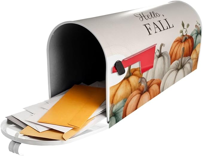Festive Magnetic Mailbox Cover Pumpkin Fall Thanksgiving Outdoor Mailbox Protector Holiday Seasonal Decorative Garden Yard Home Standard Size 21 x 18 Inch