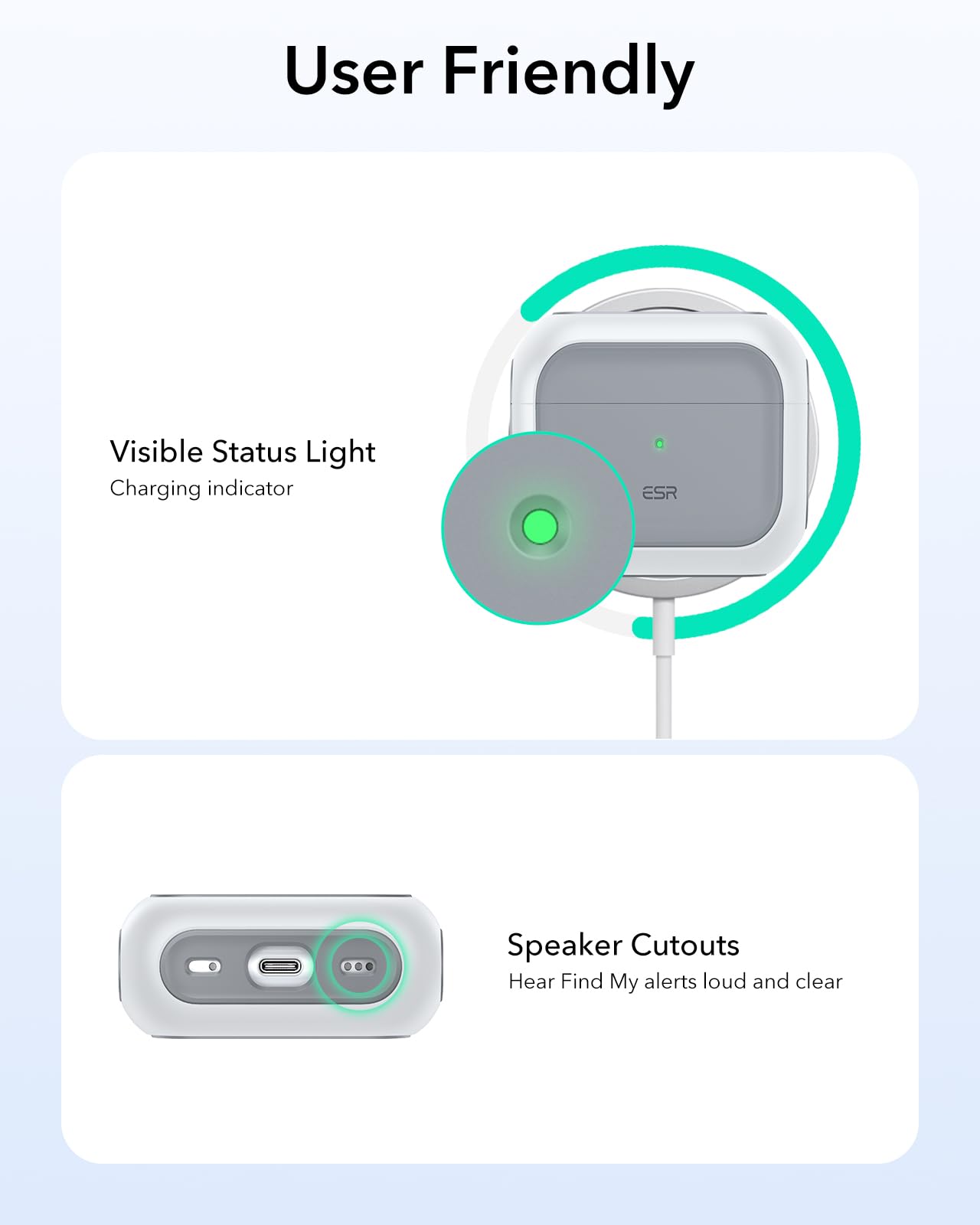 ESR for AirPods 4 Case, Compatible with AirPods 4th Generation Case (2024) (USB-C), Compatible with MagSafe, Drop Protection Cover with Lanyard, Magnetic Lid Lock, Orbit Hybrid Series, White