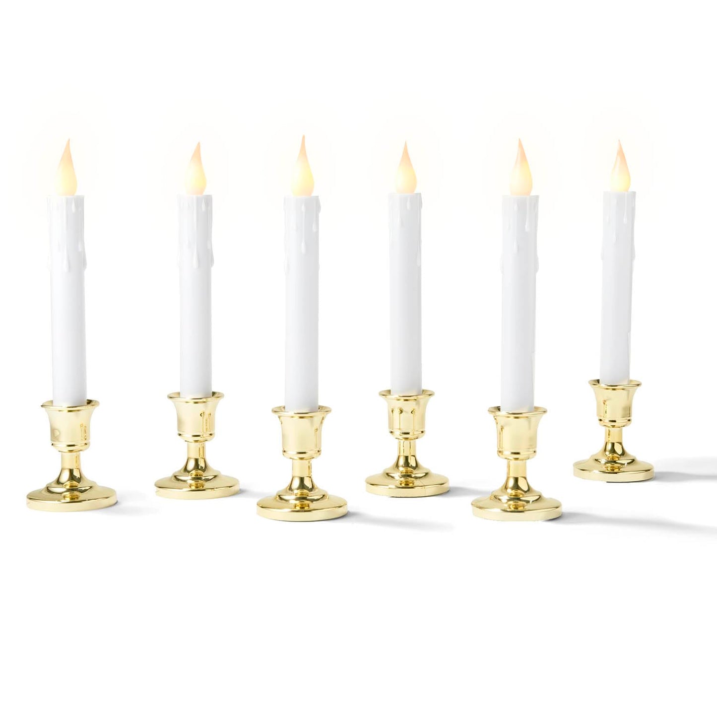 LampLust Christmas Window Candles Battery Operated with Timer, 6 Pack Christmas Candles, Gold Holders, Remote, Warm White Light, Electric Welcome Candle Holiday Window Sill Decorations
