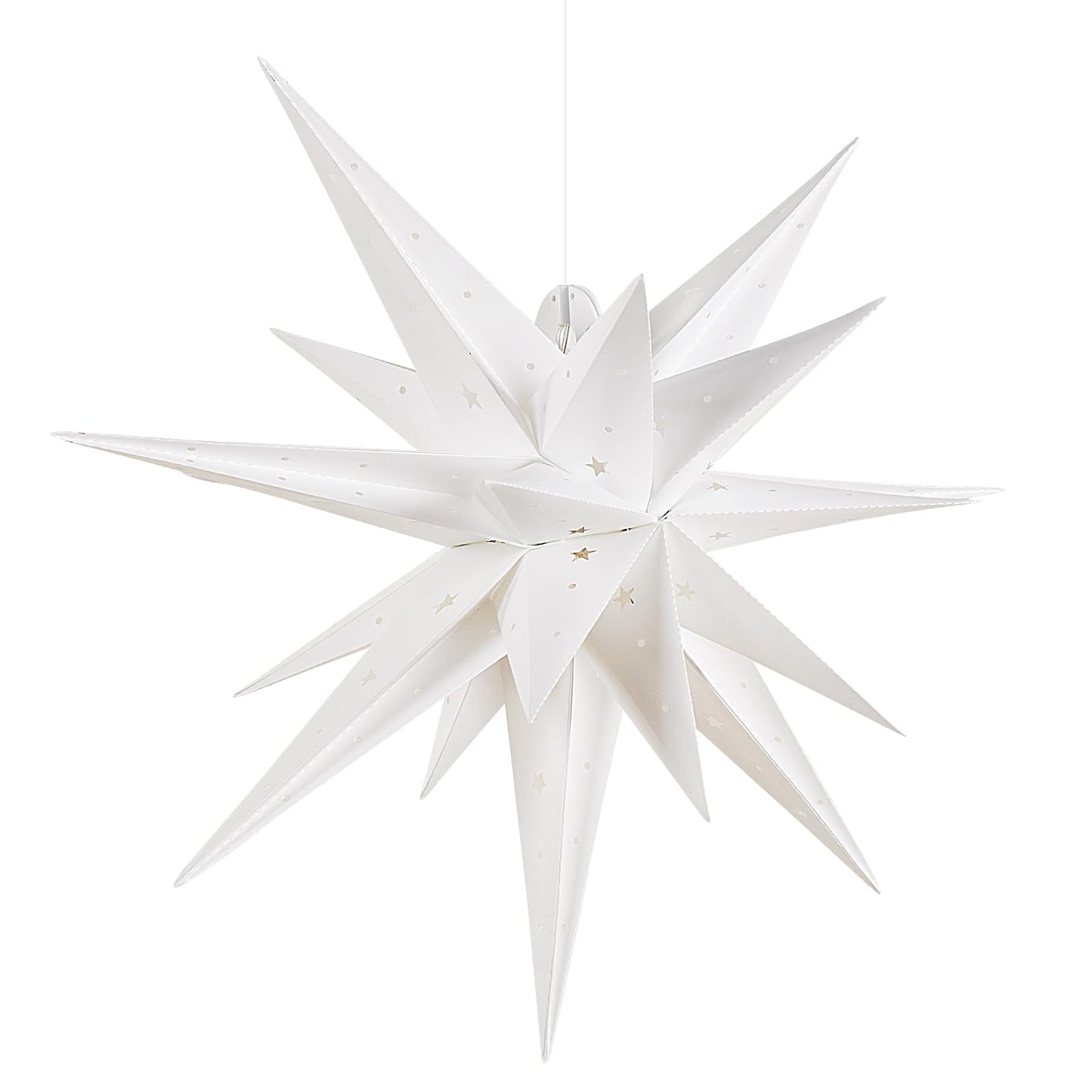 21 Inches White Large Moravian Stars Lights Warm White Hanging Outdoor Christmas Light LED Hanging Star Lights 3D Christmas Tree Topper Star for Holiday Wedding Porch Decor
