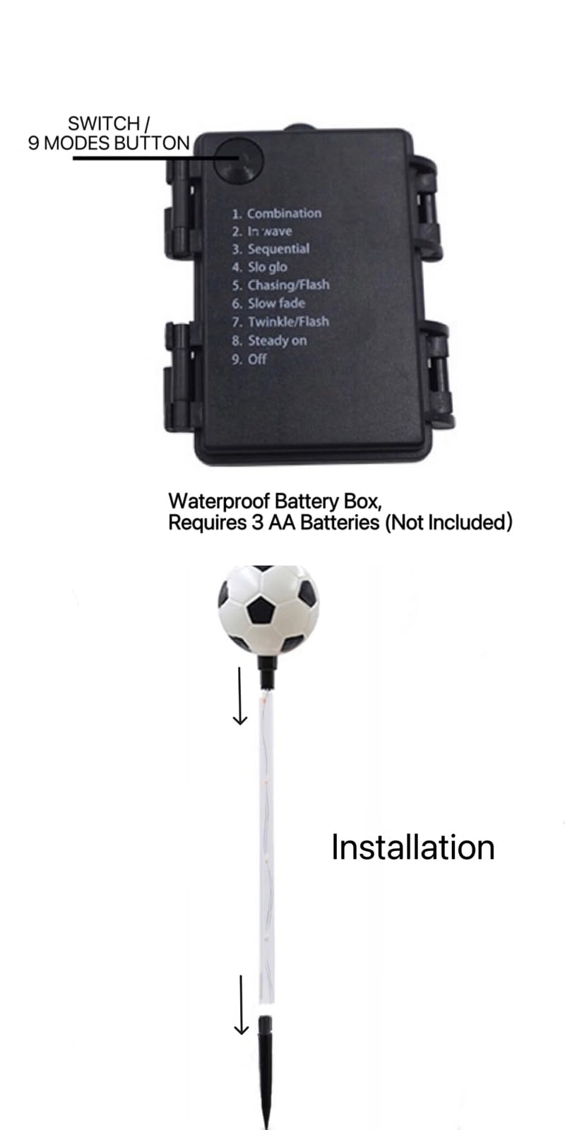 AUGPET Battery Powered Garden Sports Ball Theme Party Stake Lights Soccer Football LED Landscape Path Lights Indoor/Outdoor Christmas Festival Home Patio Decoration Lamps