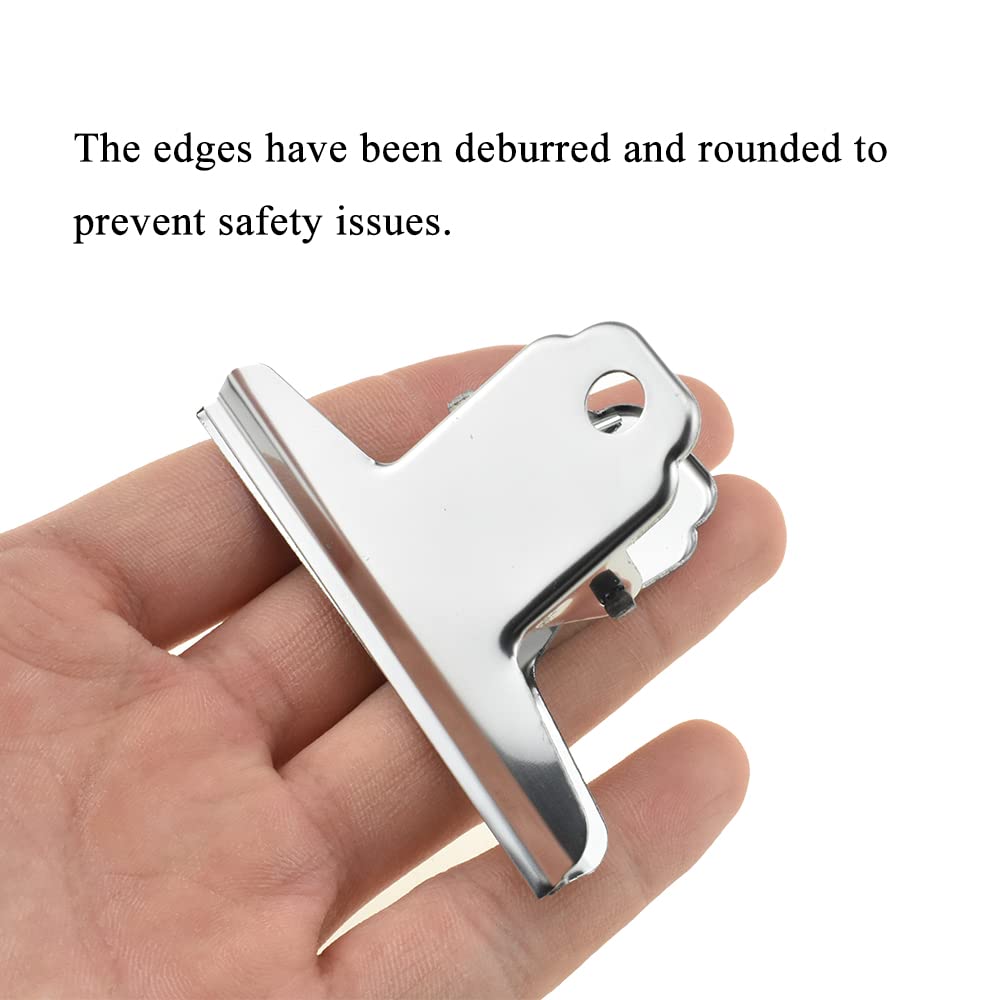 HAHIYO 3inch Silver Bulldog Clips Metal File Hinge Binder Clamps Save Space Strong Spring Jaws Rock Solid Grip Book Lay Flat Deburred Edge for Hang Photos Wall Grid Dog Food 10PCS