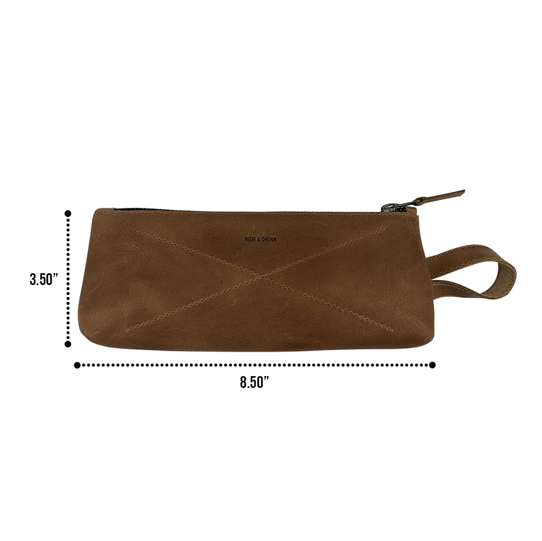 Hide & Drink, Carry-On Toiletry Bag, Pen and Pencil Case, Cable Organizer, Storage for Utensils, Travel Essentials, Full Grain Leather, Handmade, Single Malt Mahogany