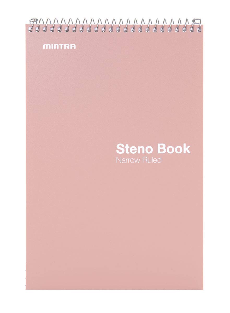 Mintra Office Steno Books Set - Top-Spiral Bound, Narrow Ruled, 100 White Tint Sheets, Pastel Covered Notebooks for Office & School, Colorful Lavender, Sage, Salmon, Spring Pink,6"x9", 8 Pack