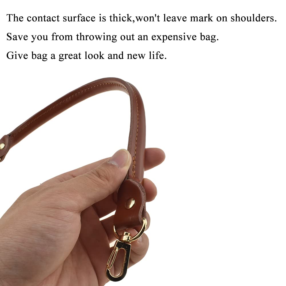 Hahiyo Purse Handle Replacement Cowhide Leather Handle Strap Shoulder Handbag Tote Belt Lobster Swivel Clasp Buckle Sturdy Easy Clip on Attach Stay on Not Slip off Not Leave Mark on Body 15.7inch 2PCS