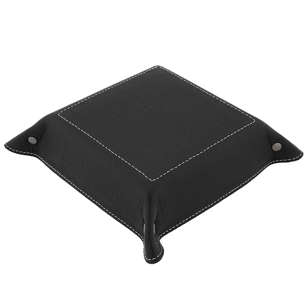 Fioretta Italian Leather Organizer Valet Tray - Black