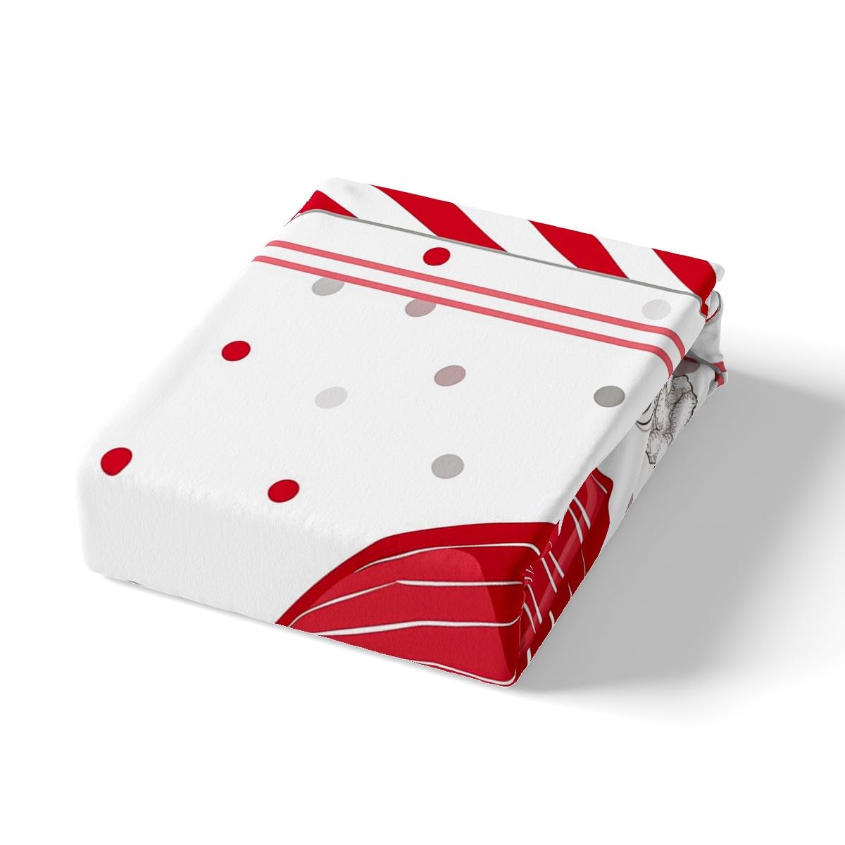 Feelyou Kids Merry Christmas Bedding Set Full Size Santa Claus Comforter Cover Set for Boys Girls Xmas Candy Cane Polka Dots Duvet Cover Happy New Year Bedspread Cover (No Comforter)