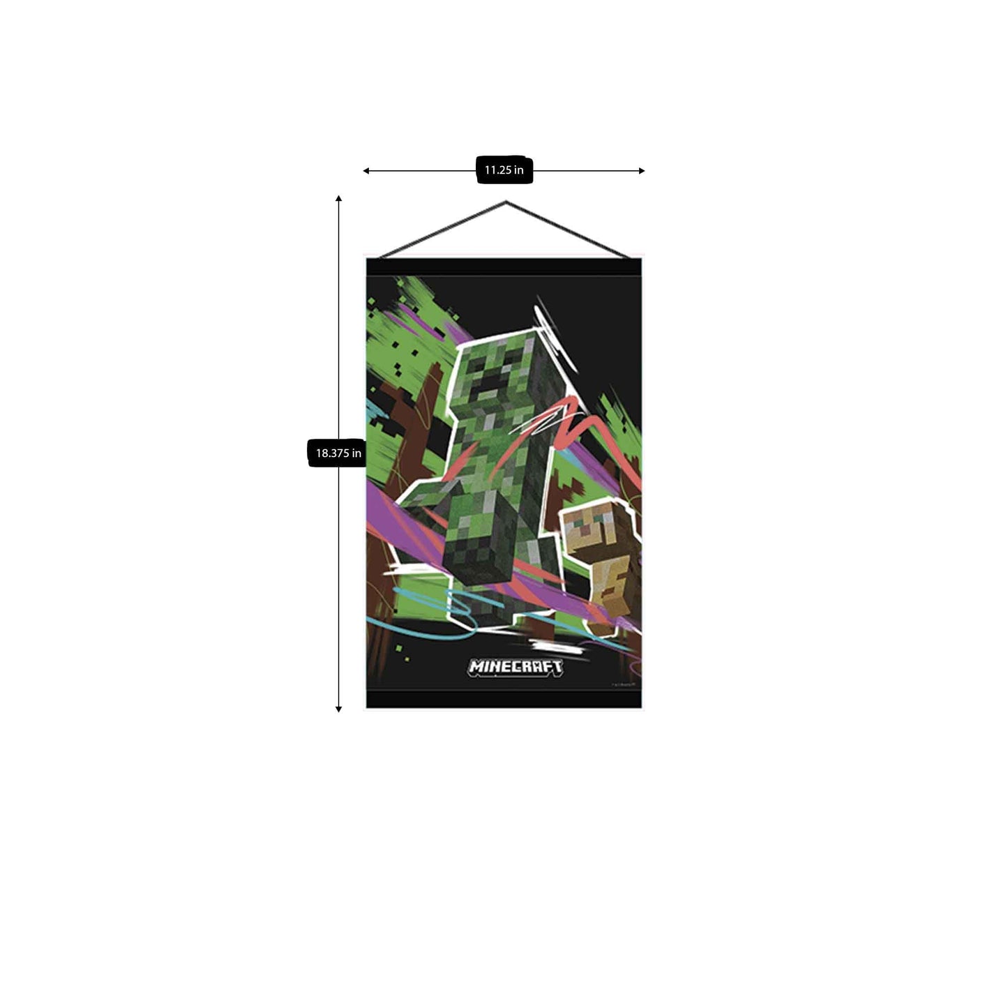 Open Road Brands Minecraft Creeper Hanging Canvas Banner - Fun Minecraft Wall Decor for Bedroom or Game Room