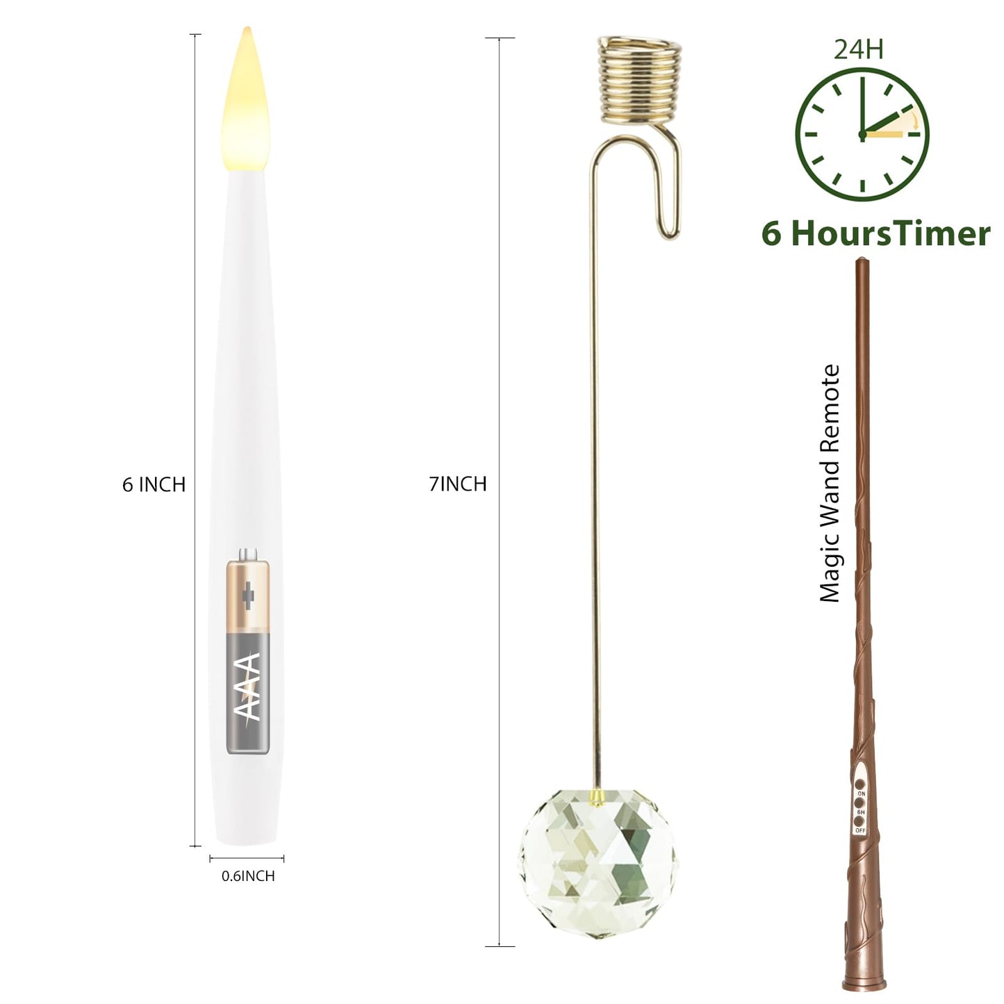 LUSHARBOR Flameless Candles for Christmas Tree, Magic Wand Christmas Tree Candles with Remote Battery Operated Fake Candles for Christmas Wedding, Set of 10