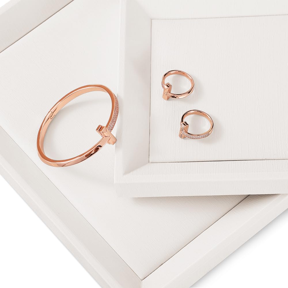 Yinbeini Jewelry Trays, Leather Tray, Luxury White Jewelry Organizer Tray For Necklace,Earring,Ring,Flat Jewelry Organizer For Dresser