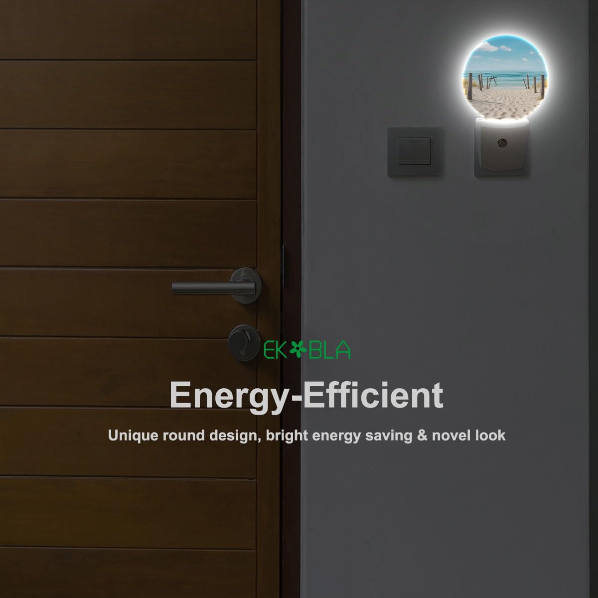 EKOBLA Beach Sand Ocean Night Light, Seaside Nature Scenery Night Lights Plug Into Wall with Dusk to Dawn Sensor, Energy Saving LED Night Lamp for Home Bathroom