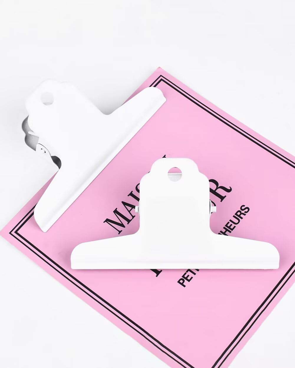 2PCS Extra Large Binder Clips Metal Bulldog Clips Large Paper Clamps Holder Chip Clips for Home School Office Drawing Bag White 4inch