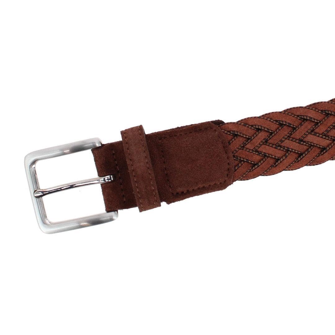 Trafalgar Men's Apollo Italian Braided Suede Versatile Belt, 44, Light Brown