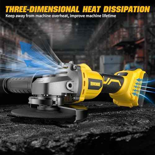 Angle Grinder Brushless fit DEWALT 20V Battery, 6 Variable Speed Power Grinder 4-1/2" Cordless, with 5 Cutting Wheels, 3 Grinding Wheels, 3 Flap Discs, For Cutting Grinding Polishing (Tool Only)