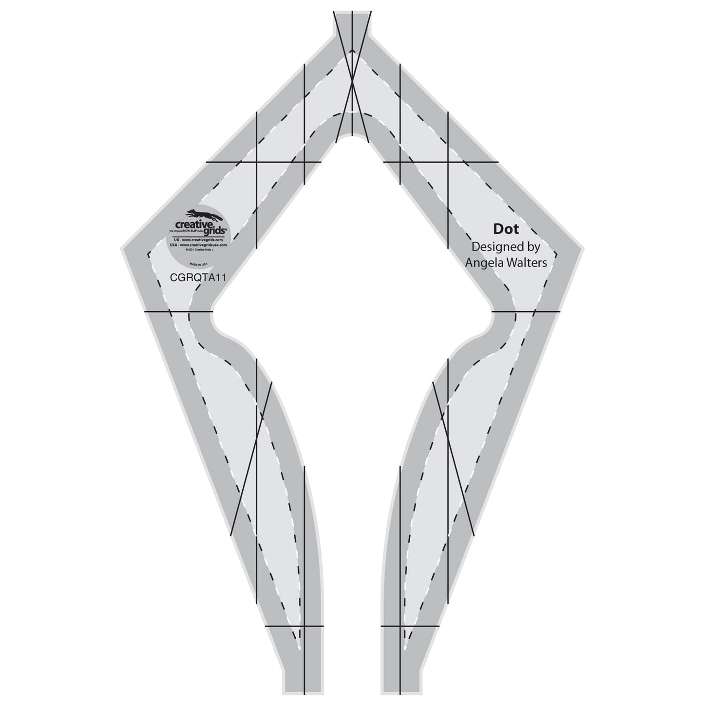 Creative Grids Machine Quilting Tool – Dot – CGRQTA11 – Made in USA, Non-Slip Grip Acrylic Quilting & Sewing Template Ruler for Free-Motion Quilt Patchwork Design on Domestic Sewing & Longarm