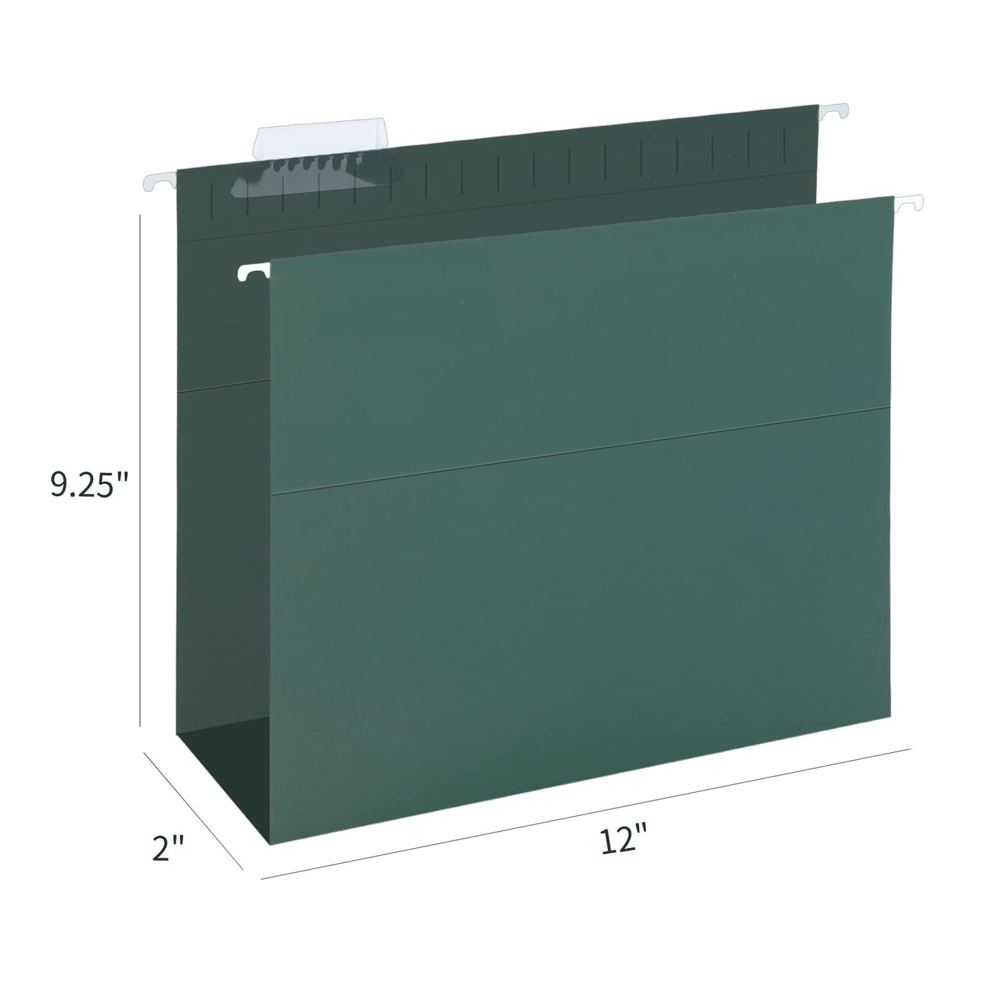 HERKKA Extra Capacity Hanging File Folders, 60 Pack Reinforced Letter Size Hanging Folders with Heavy Duty 2 Inch Expansion, Designed for Bulky Files, Medical Charts, Green