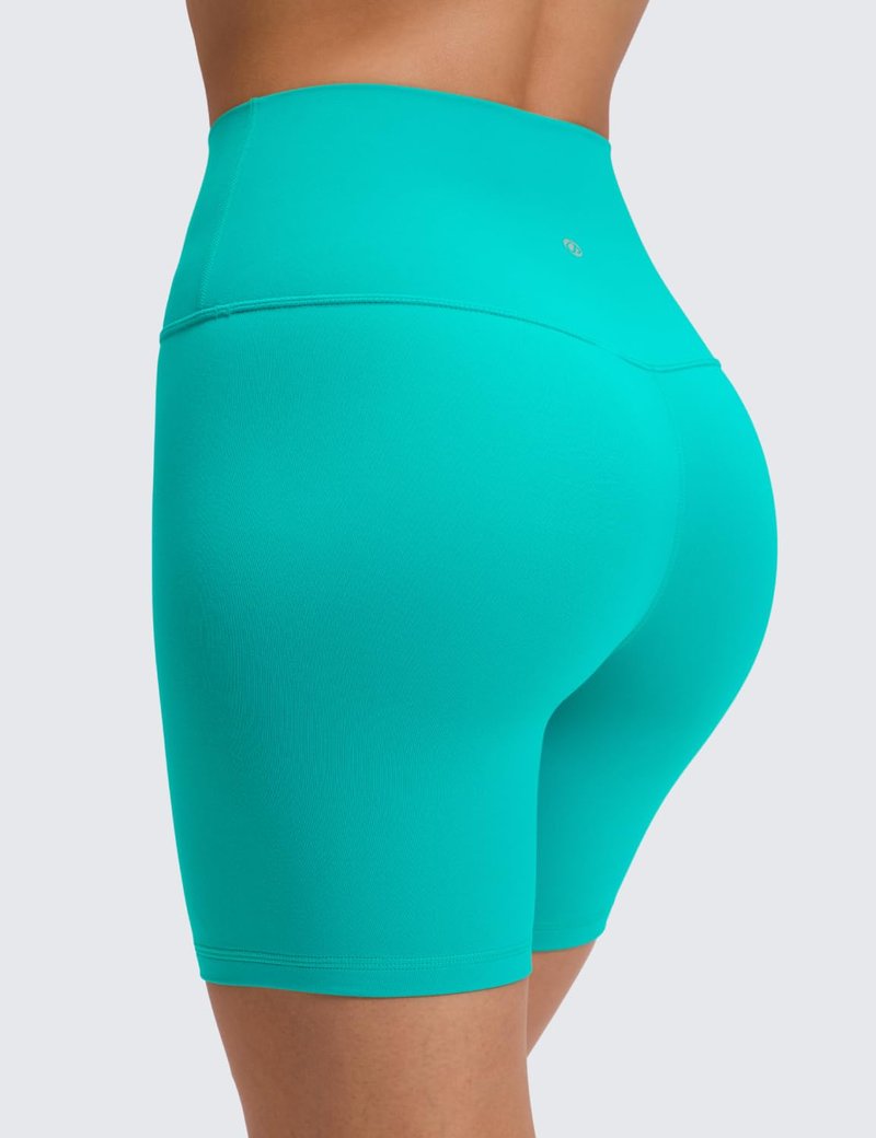 CRZ YOGA ButterLuxe Biker Shorts 6" - High Waisted Workout Running Volleyball Spandex Yoga Womens Tropics Teal X-Small