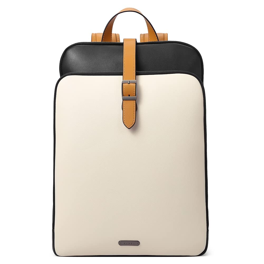 CLUCI Leather Backpack for Women, 15.6 inch Laptop Bag, Large Genuine Work Backpack Travel Back