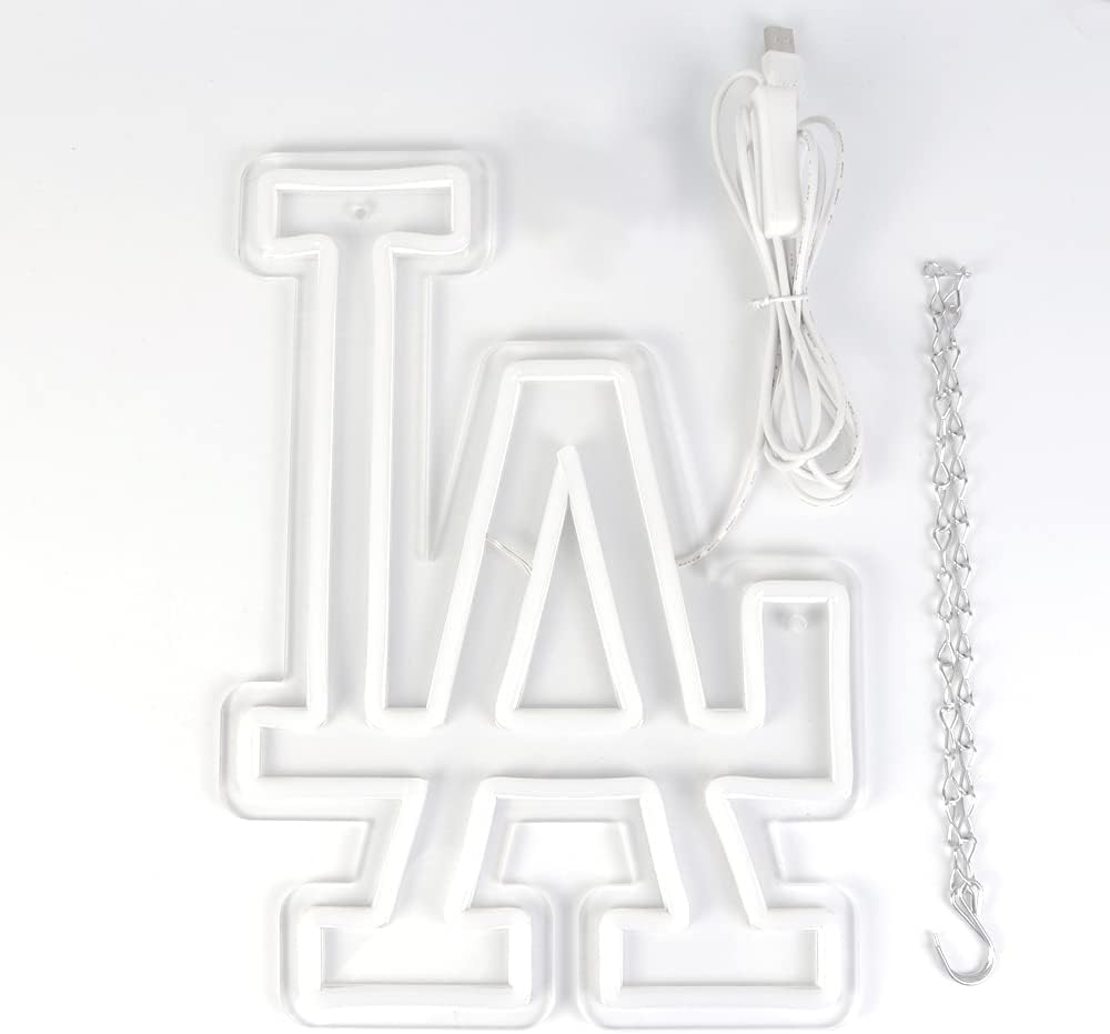 WonderfulLife Dodgers Neon Sign for Garage or Man Cave Decor,Gifts for Men With Dodge Baseball Team Logo,Blue Neon for Party,Bar,Dorm,Office Wall Art and Game Room Deco.