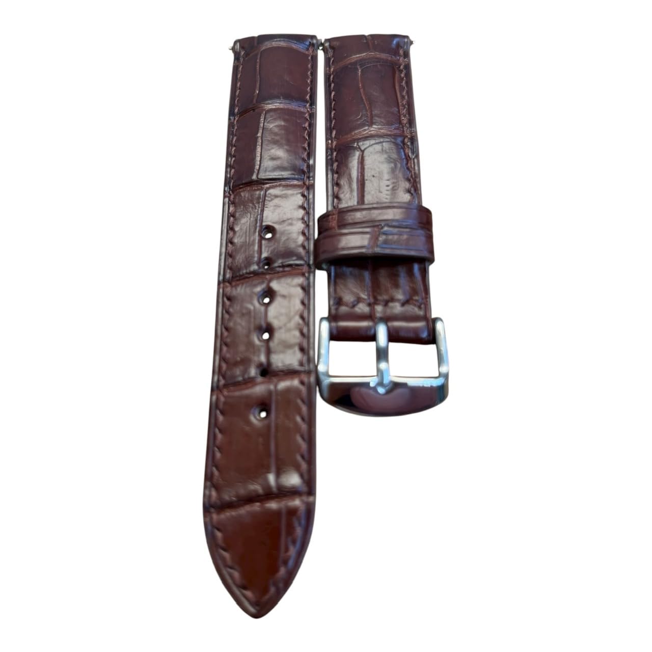 Quick Release Genuine Alligator Leather Watch Strap Band, Real Crocodile Skin Watch Band Business Casual Universal Genuine Leather Watch Strap Replacement Band Strap Men Women (Brown Alligator Belly Leather, 20mm/18mm)