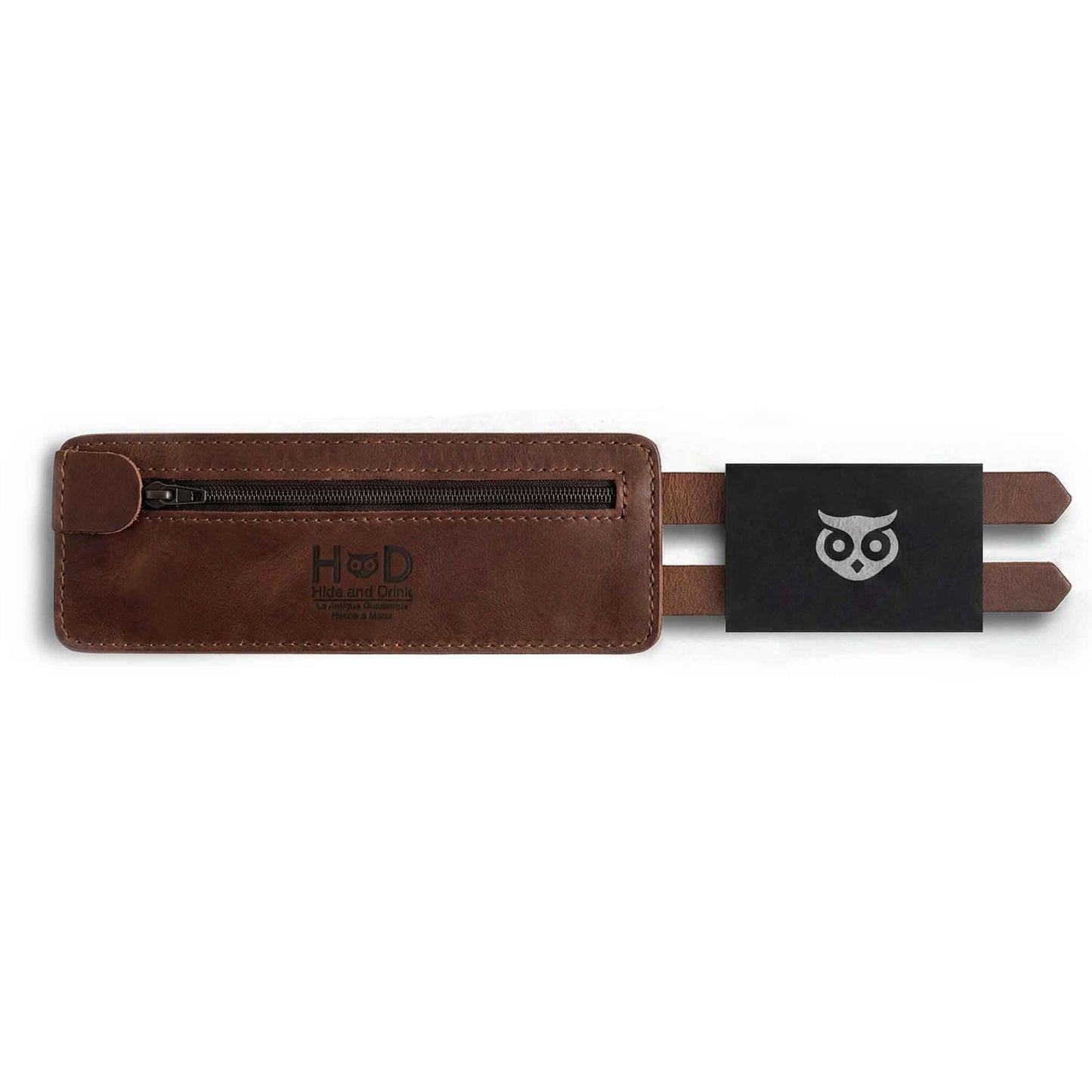 Hide & Drink, Stylish Wrist Wallet Cuff, Wristband with Secret Pouch, Cash Holder, Money Organizer, Full Grain Leather, Handmade, Bourbon Brown