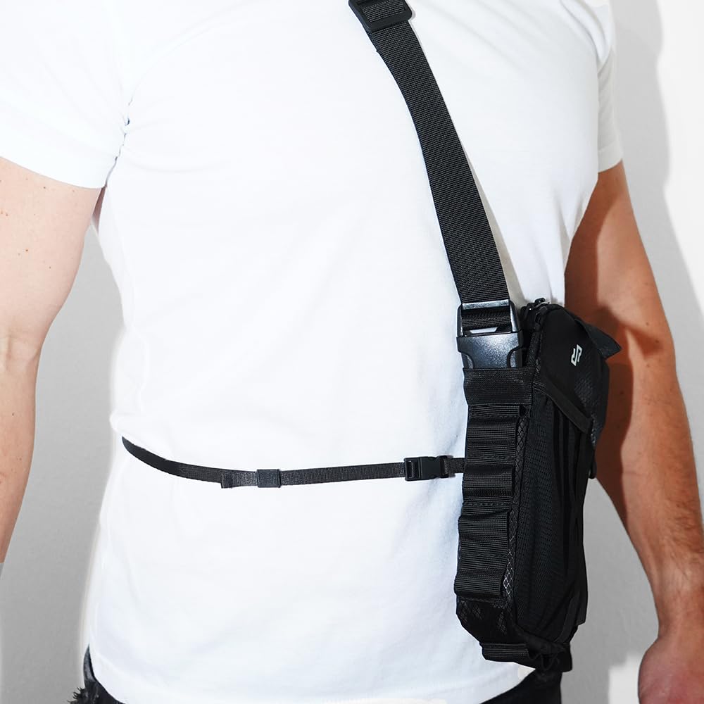 Modular NO-BOUNCE Rave Fanny Pack & Anti-Theft Sling Bag for Men - Waist Bag with 8 Secure Pockets | Festival Fanny Pack Men, Anti Theft (BLACKOUT)