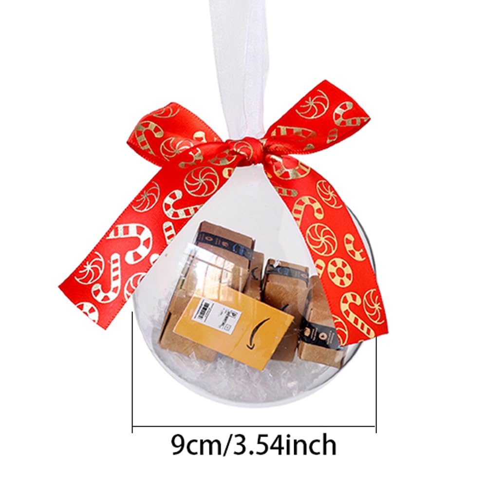 2Pcs New Funny Mini Packages Ornament, Christmas Tree Mini Express Box Ornament Decorations, 3.54inch Christmas Balls Hanging Ornaments for Xmas Home Office Halloween Party Supplies
