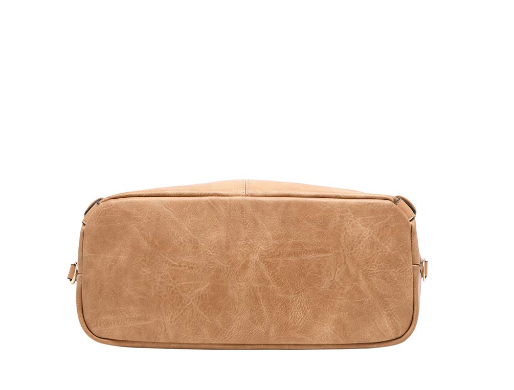 Women Tote Bag Handbags PU Leather Fashion Hobo Shoulder Bags with Adjustable Shoulder Strap (Apricot, M)