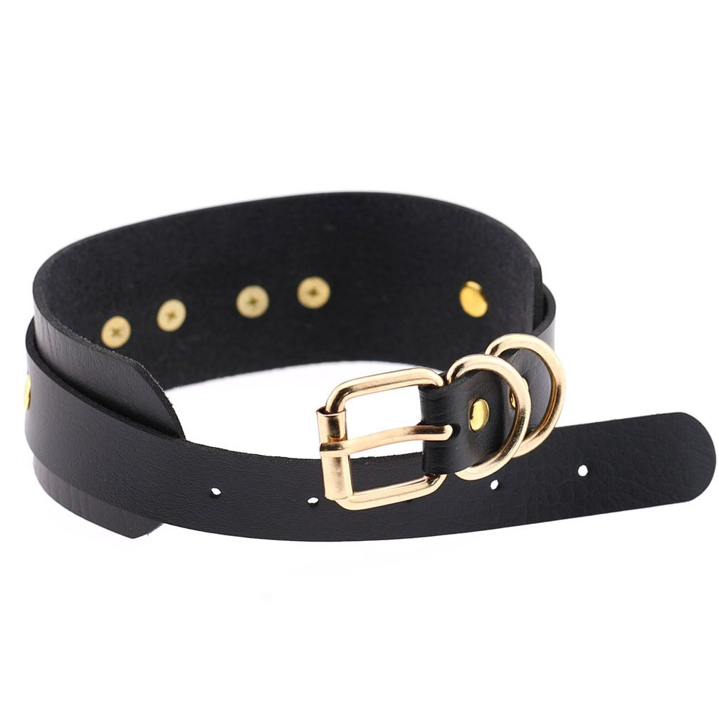 eYLun Women Leather Necklaces Collar Choker Heart Punk Rock Adjustable Collar Necklaces Blue