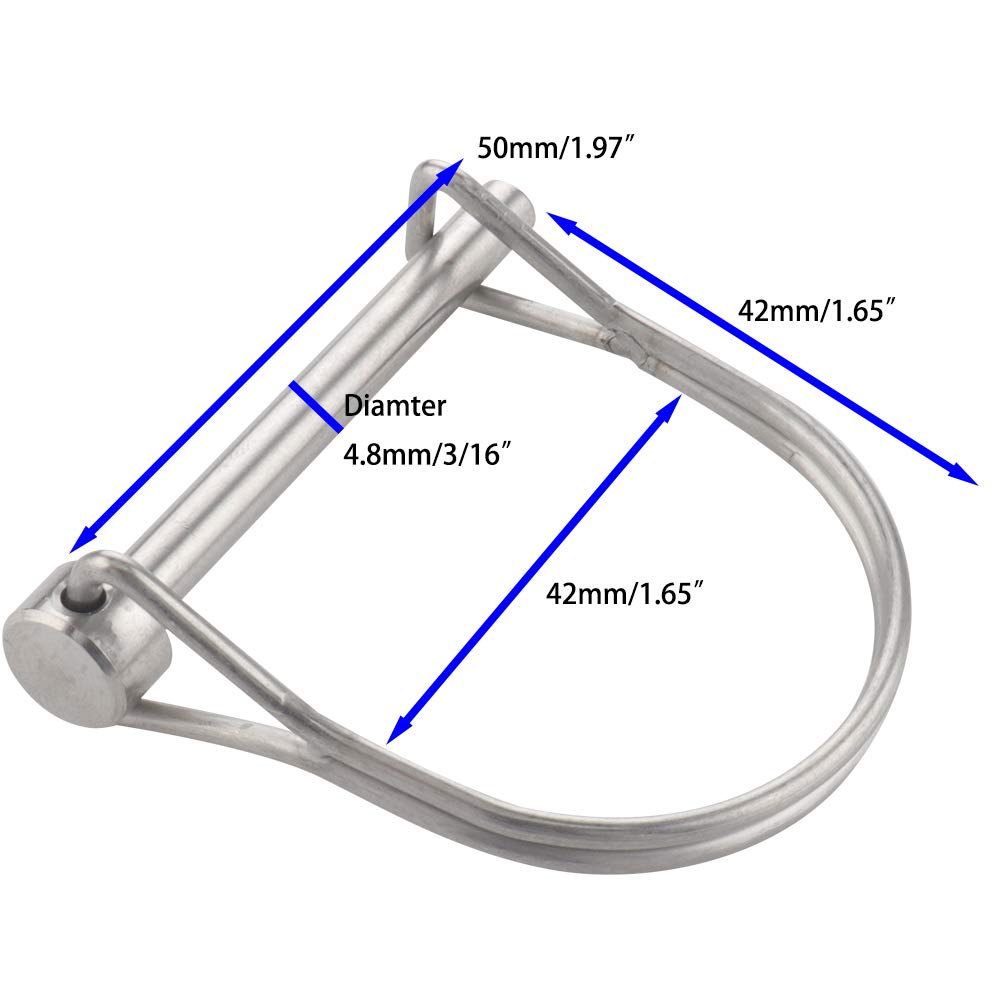 2 Pcs Tiny Safety Coupler Pin 3/16" x 1.97"(4.8mm x 50mm), Marine Grade 316 Stainless Steel Shaft Locking Pins