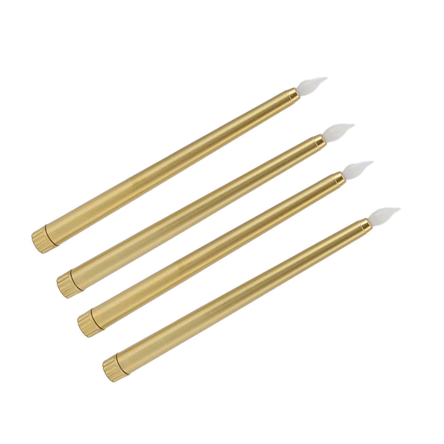 4Pcs Flameless Taper Candles Electric LED Taper Candle Halloween Christmas Holiday Decor Candles (Gold)