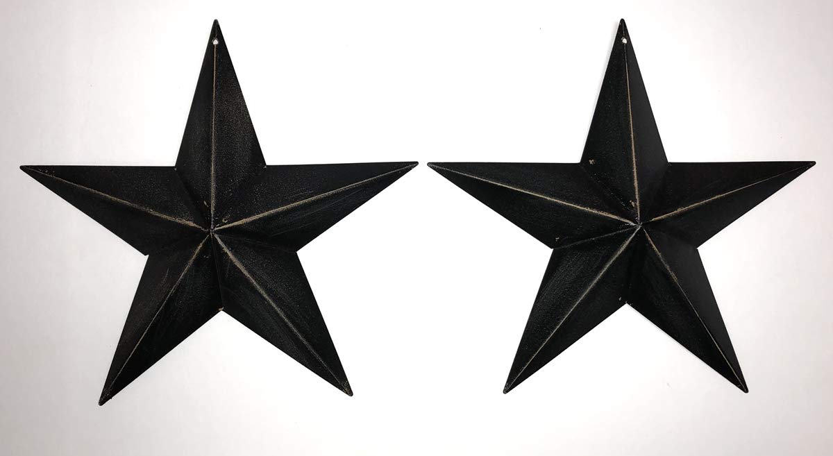 Metal Barn Star Set | 2 PC | 8 inch Black | Wall Decor | 3D (8 inch Black 2 pc)