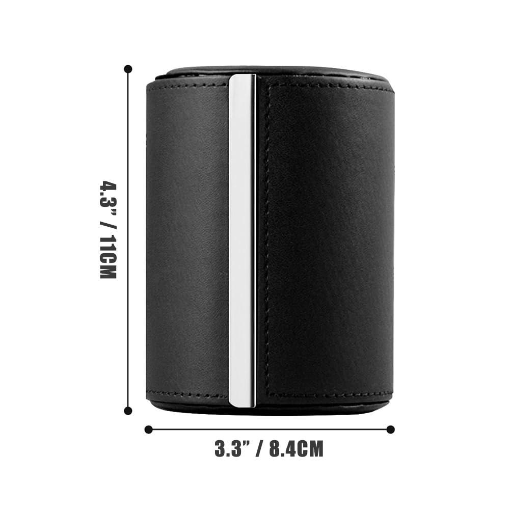 BALITIOYI Leather Tie Case Box Organizer for Men's Necktie and Bow Tie Storage Travel Gift Box (long button, Black, 4.3" x 3.3" x 3.3")