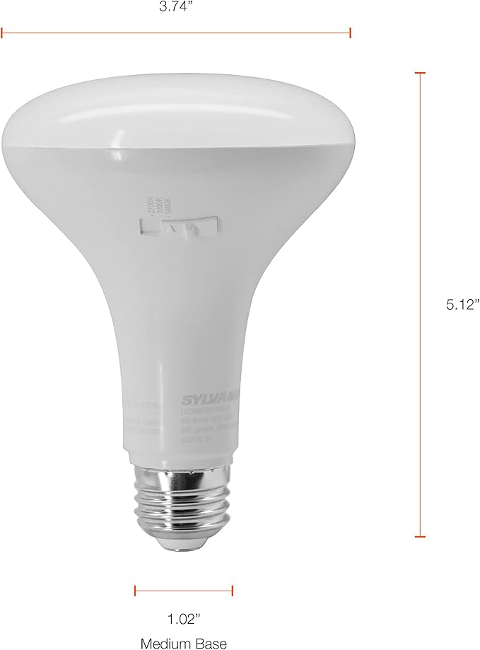 Sylvania LED BR30 Light Bulb, 65W = 8W, 3 CCT Select (2700K / 3000K / 5000K), 13 Year, Dimmable, 650 Lumens, Energy Star - 1 Pack (41382)