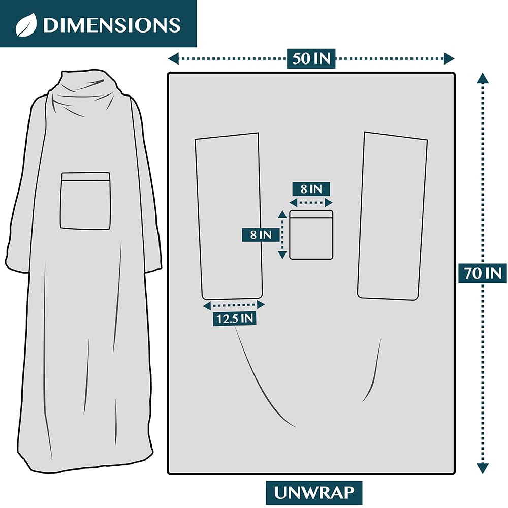 PAVILIA Wearable Blanket with Sleeves & Pocket for Women & Men, Soft Fleece Snuggle Throw with Sherpa Trim, Cozy TV Couch Robe, Gift Ideas for Mom & Wife, Dark Green