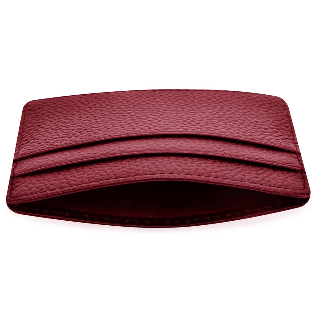 EASTNIGHTS Credit Card Holder Slim Wallet Leather Minimalist Wallet with ID Window (wine red)