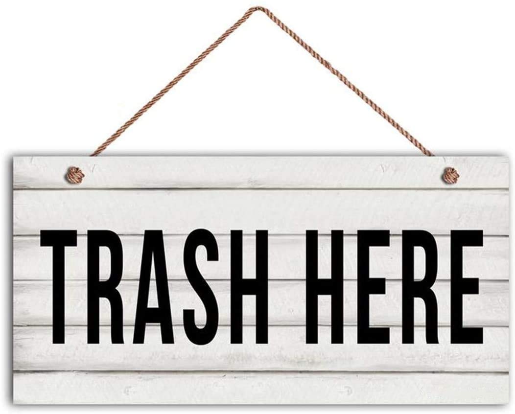 WEIMEILD Trash HERE Wood Sign, Restaurant Sign, Rustic Decor, Cafe or Diner Sign, Store Sign 12x6inches(hjd130)