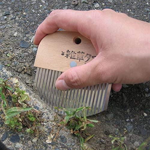 Nisaku NJP2500 Zassou Tawashi Crevice and Sidewalk Crack Weeder, Japanese Stainless Steel 3.25-Inch Blade, 3.25-Inch Wood Handle, Stainless Steel/Wood Handle