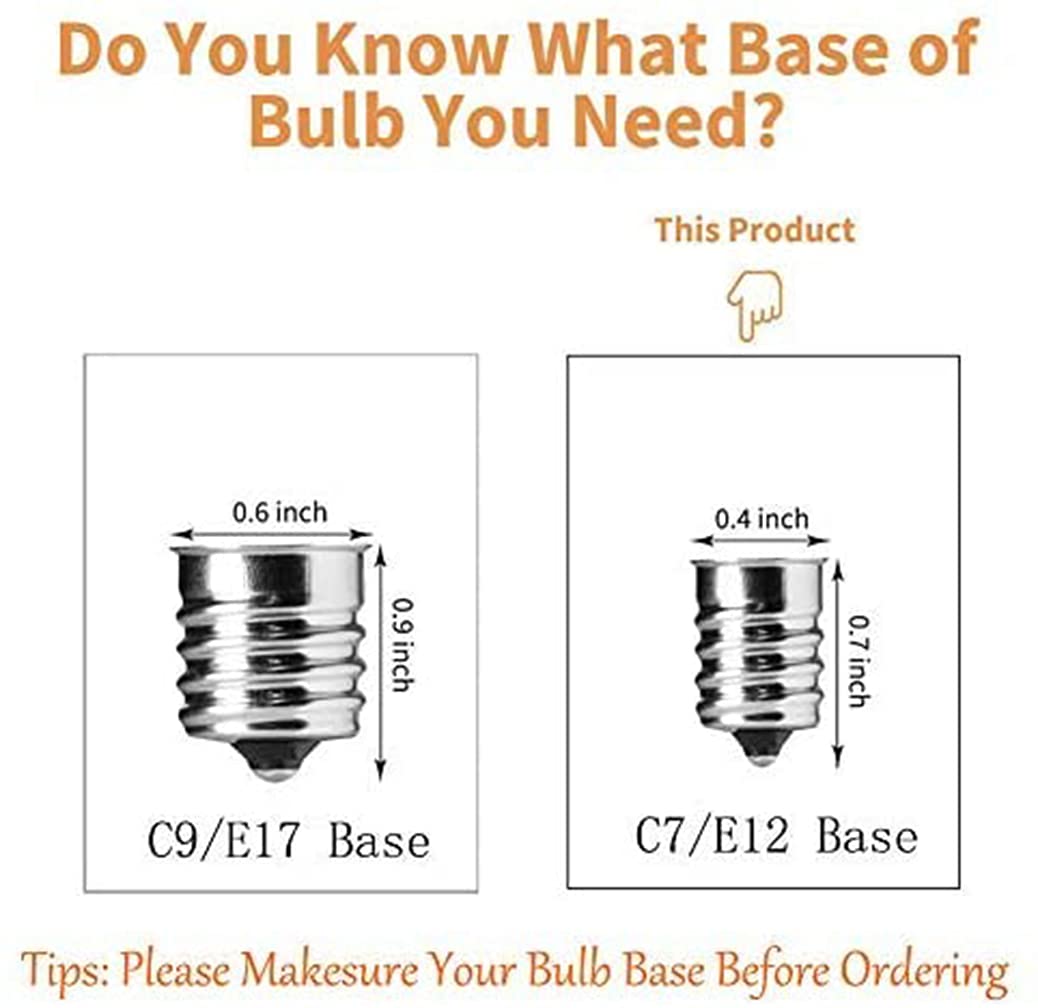 25 Pack Clear Torpedo Tip Candle Light Bulbs, C26 Clear Incandescent Replacement Bulb for Electric Window Candles Lamps, Night light, C7/E12 Candelabra Base Chandelier Light Bulbs, 120V 7 Watts Bulbs